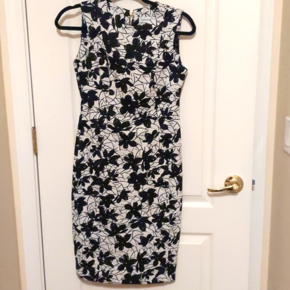 calvin klein black and white floral dress Calvin Klein Black/White Floral Pop-over Cold Shoulder Chiffon Maxi Dress -  $149